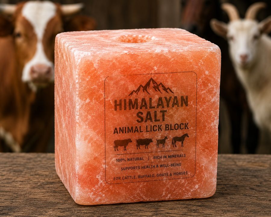 Livestock salt lick block in a field